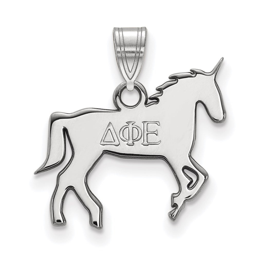 Sterling Silver Rhodium-plated LogoArt Delta Phi Epsilon Sorority Symbol Small Pendant