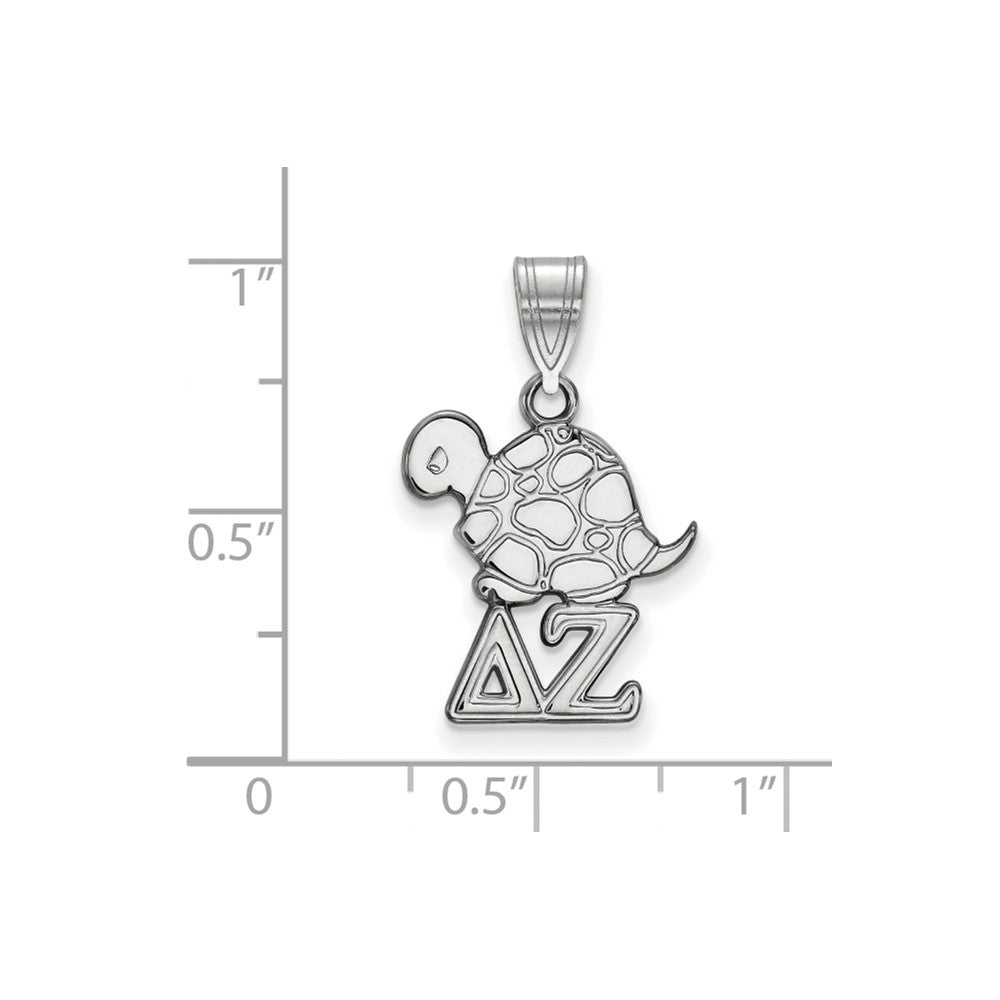 Sterling Silver Rhodium-plated LogoArt Delta Zeta Sorority Symbol Small Pendant