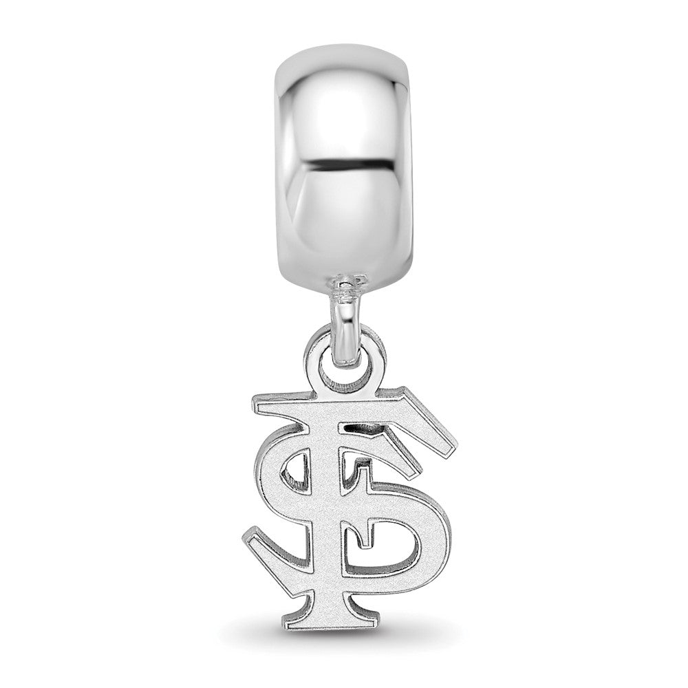 Sterling Silver Rhodium-plated LogoArt Florida State University F-S Extra Small Dangle Bead Charm