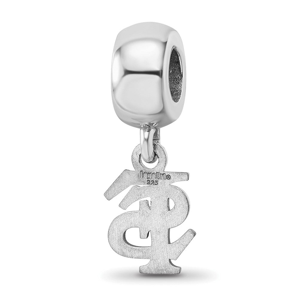 Sterling Silver Rhodium-plated LogoArt Florida State University F-S Extra Small Dangle Bead Charm