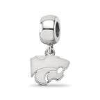 Sterling Silver Rhodium-plated LogoArt Kansas State University Wildcat Extra Small Dangle Bead Charm