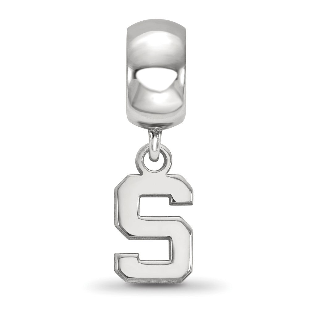 Sterling Silver Rhodium-plated LogoArt Michigan State University Letter S Extra Small Dangle Bead Charm