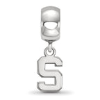 Sterling Silver Rhodium-plated LogoArt Michigan State University Letter S Extra Small Dangle Bead Charm