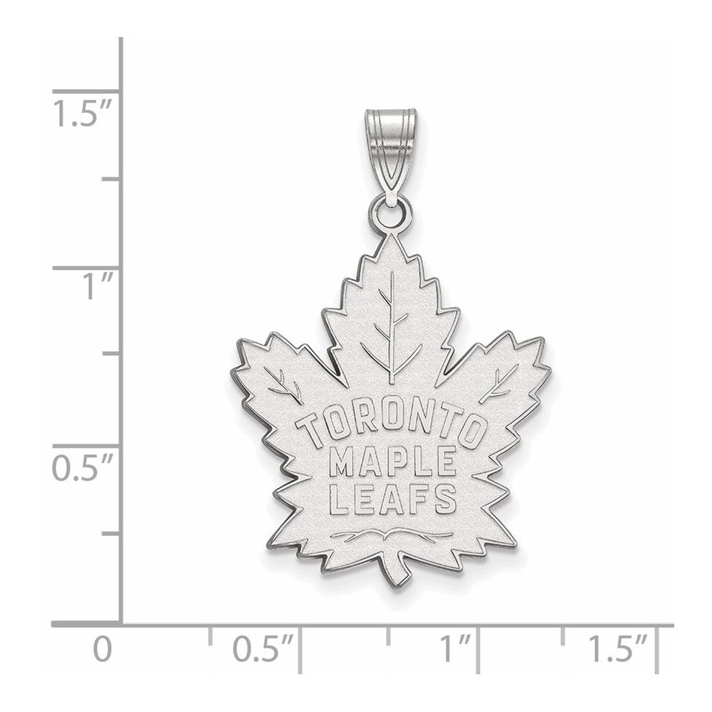 Sterling Silver Rhodium-plated NHL LogoArt Toronto Maple Leafs Extra Large Pendant