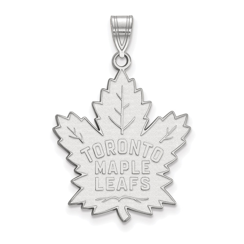 Sterling Silver Rhodium-plated NHL LogoArt Toronto Maple Leafs Extra Large Pendant