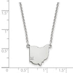 Sterling Silver Rhodium-plated LogoArt Miami University Ohio Shape 18 inch Necklace
