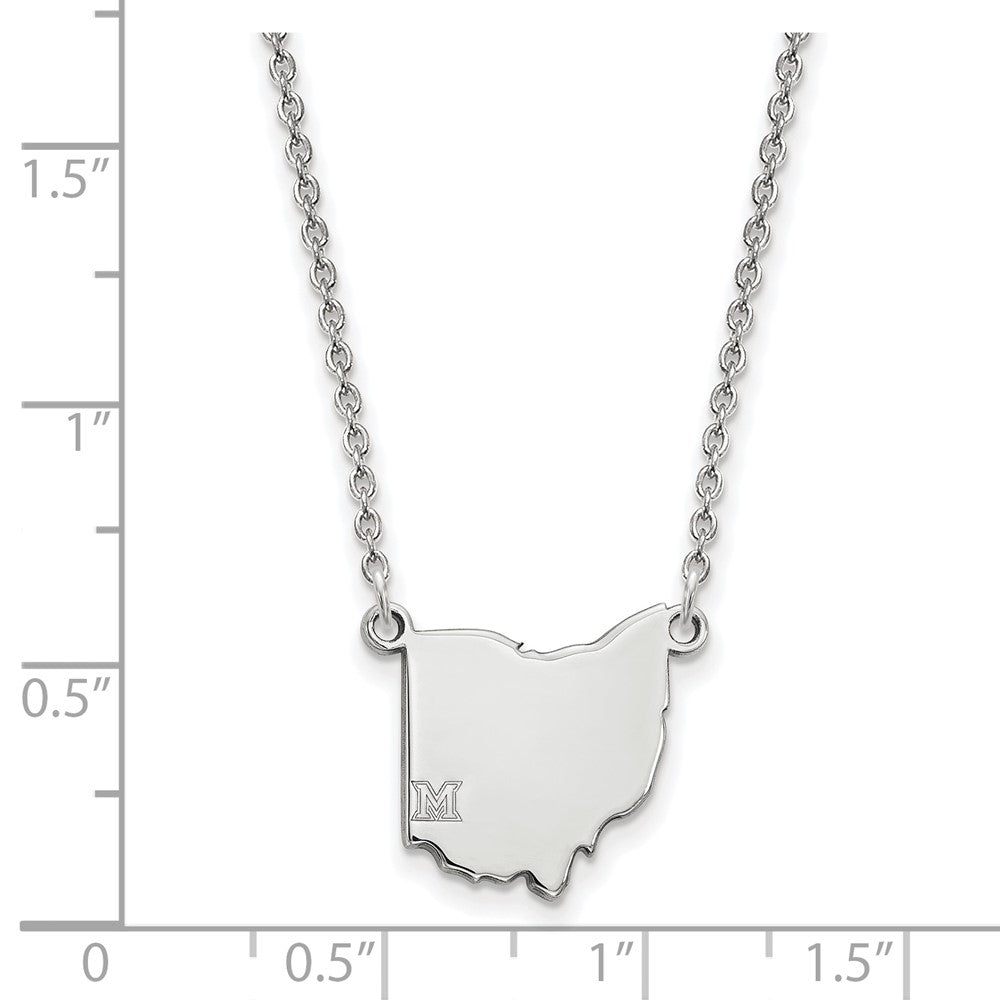 10k White Gold LogoArt Miami University Ohio Shape 18 inch Necklace