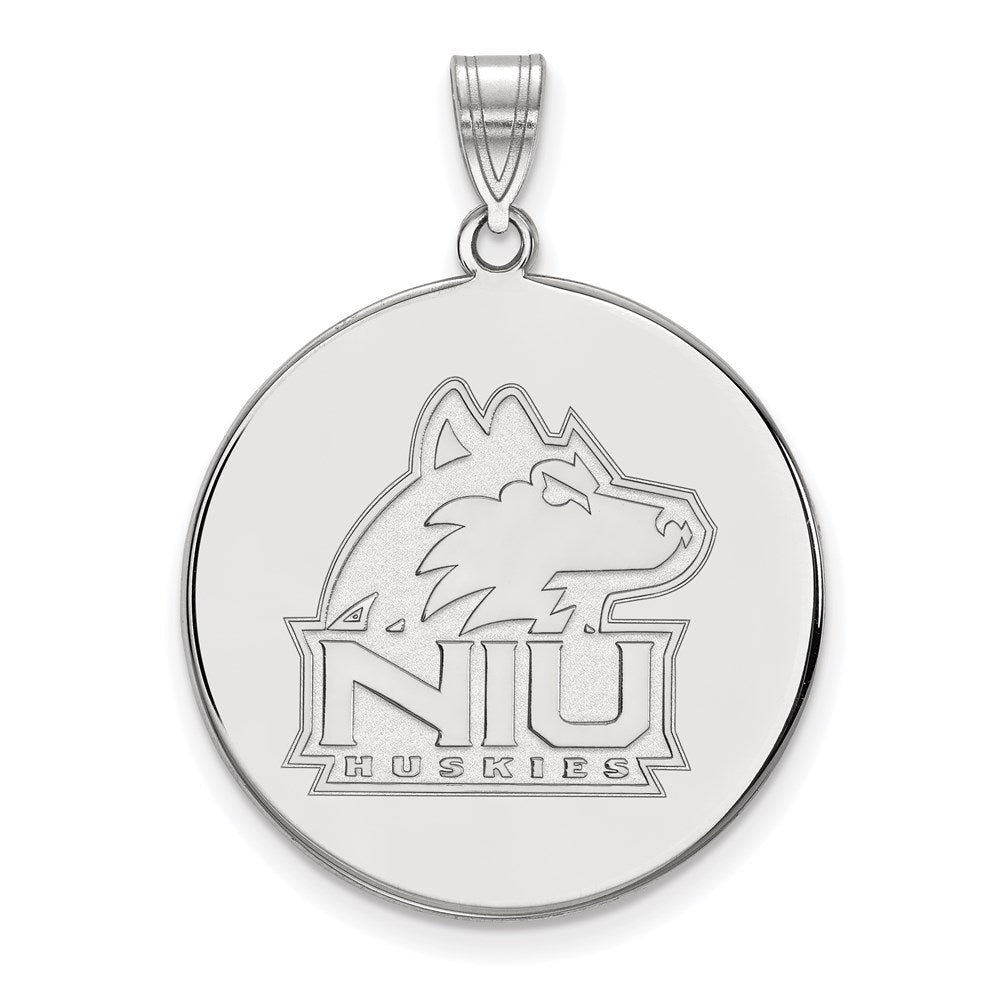 14k White Gold LogoArt Northern Illinois University N-I-U Huskies Extra Large Disc Pendant