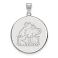 Sterling Silver Rhodium-plated LogoArt Northern Illinois University N-I-U Huskies Extra Large Disc Pendant