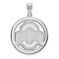 Sterling Silver Rhodium-plated LogoArt The Ohio State University Extra Large Circle Pendant