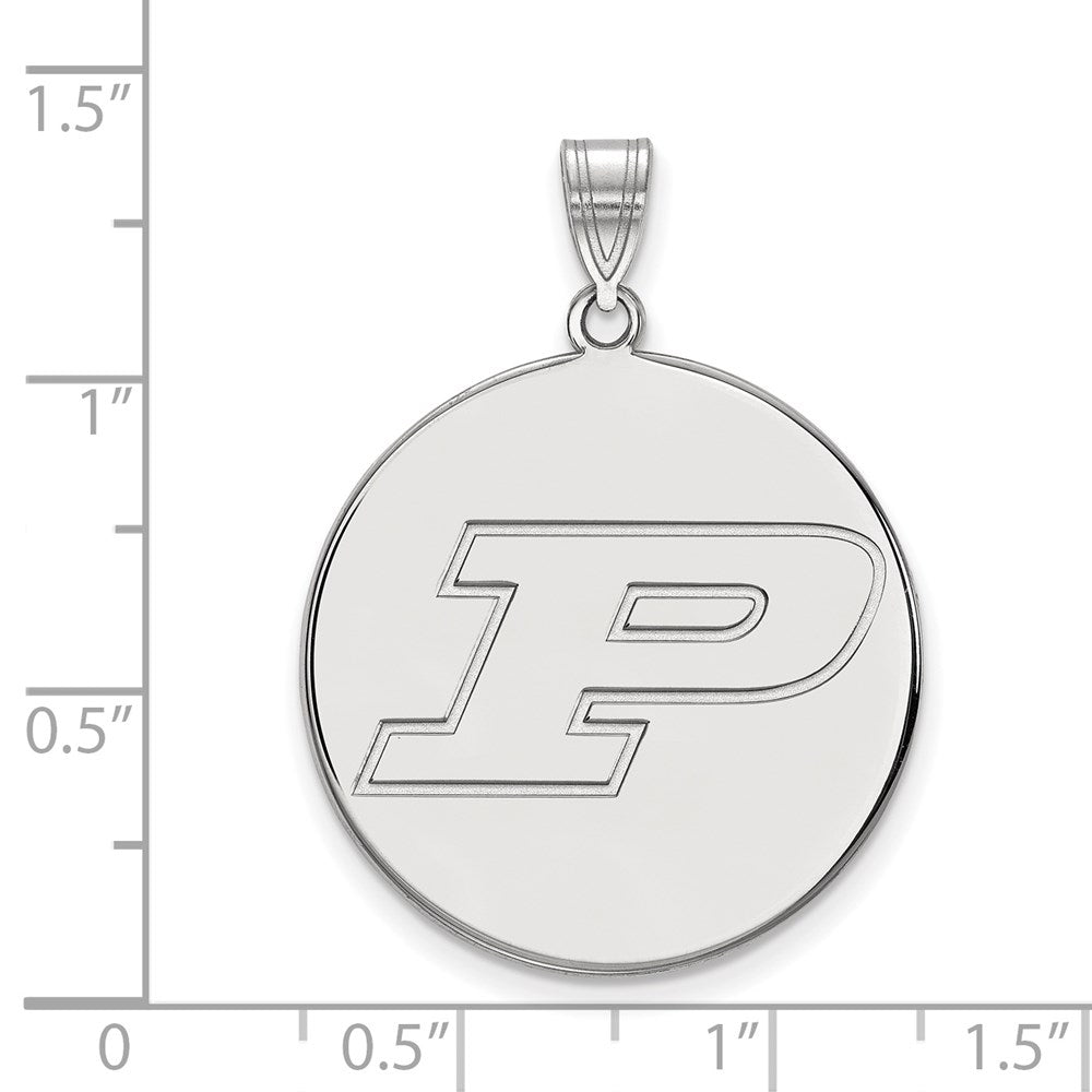 Sterling Silver Rhodium-plated LogoArt Purdue University Letter P Extra Large Disc Pendant
