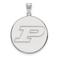 14k White Gold LogoArt Purdue University Letter P Extra Large Disc Pendant