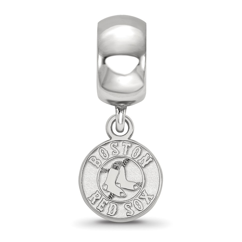 Sterling Silver Rhodium Plated Major League Baseball LogoArt Boston Red Sox Extra Small Dangle Bead