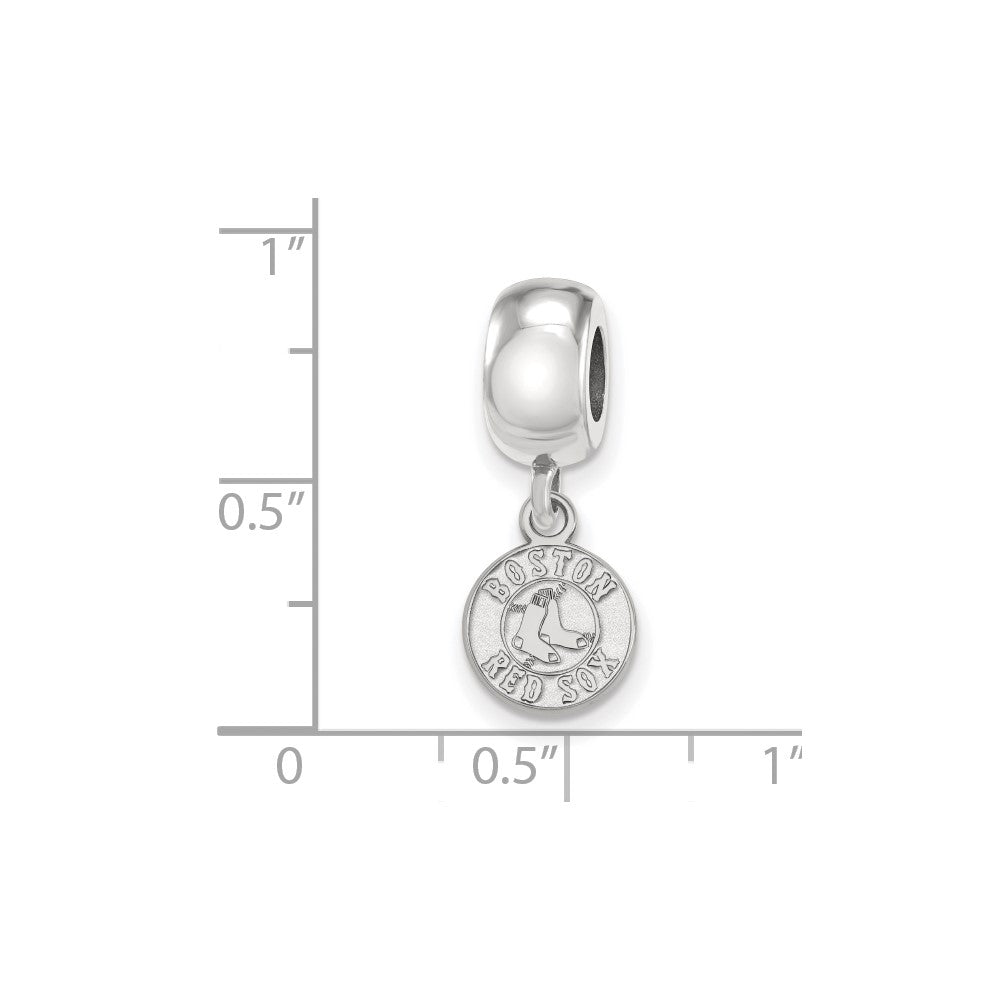 Sterling Silver Rhodium Plated Major League Baseball LogoArt Boston Red Sox Extra Small Dangle Bead