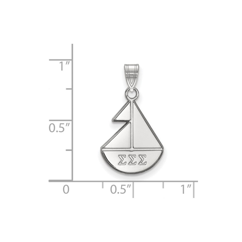 Sterling Silver Rhodium-plated LogoArt Sigma Sigma Sigma Sorority Symbol Small Pendant