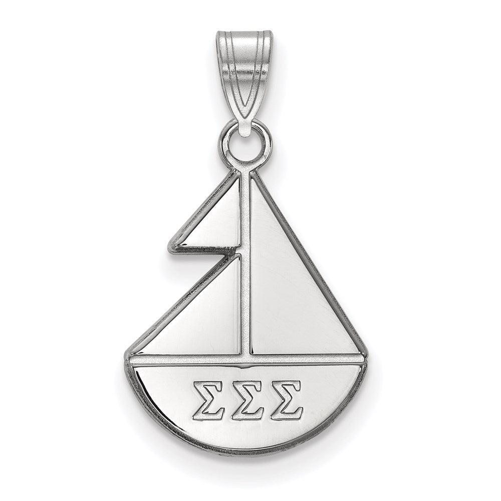 Sterling Silver Rhodium-plated LogoArt Sigma Sigma Sigma Sorority Symbol Small Pendant