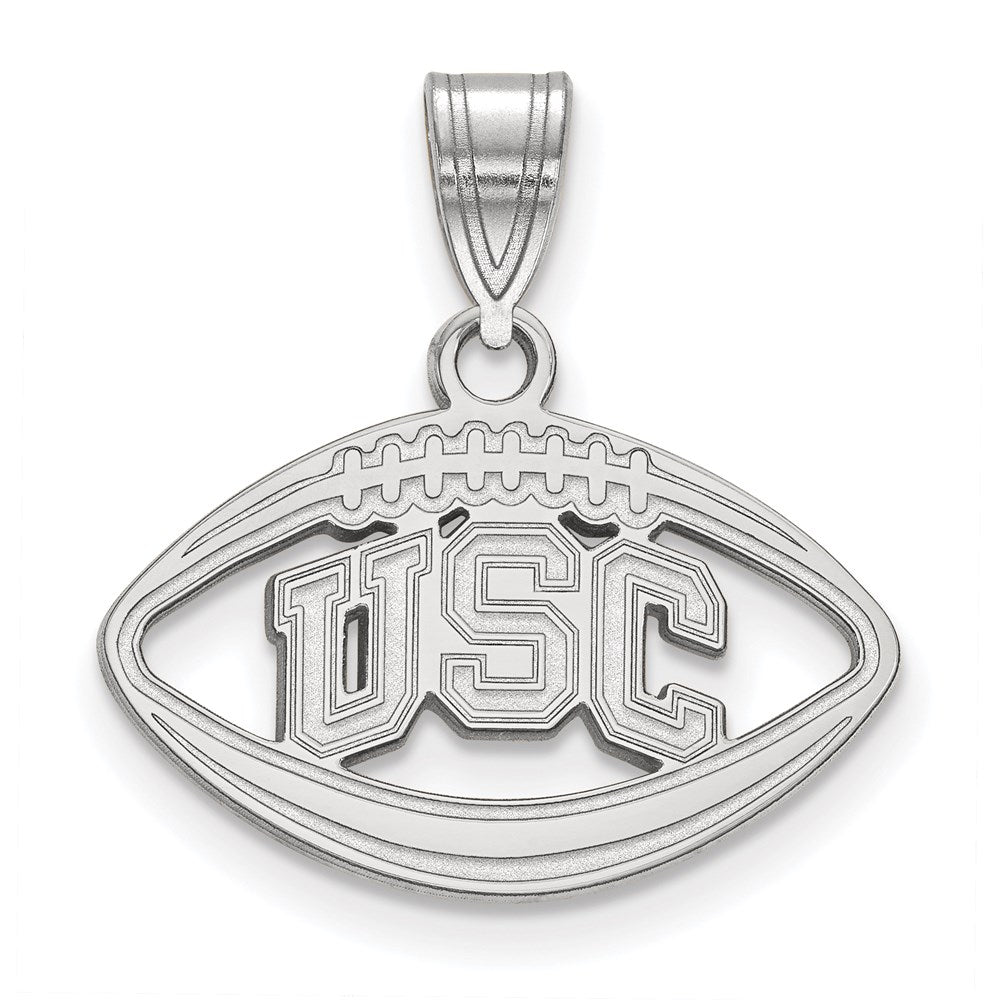 Sterling Silver Rhodium-plated University of Southern California U-S-C Football Pendant