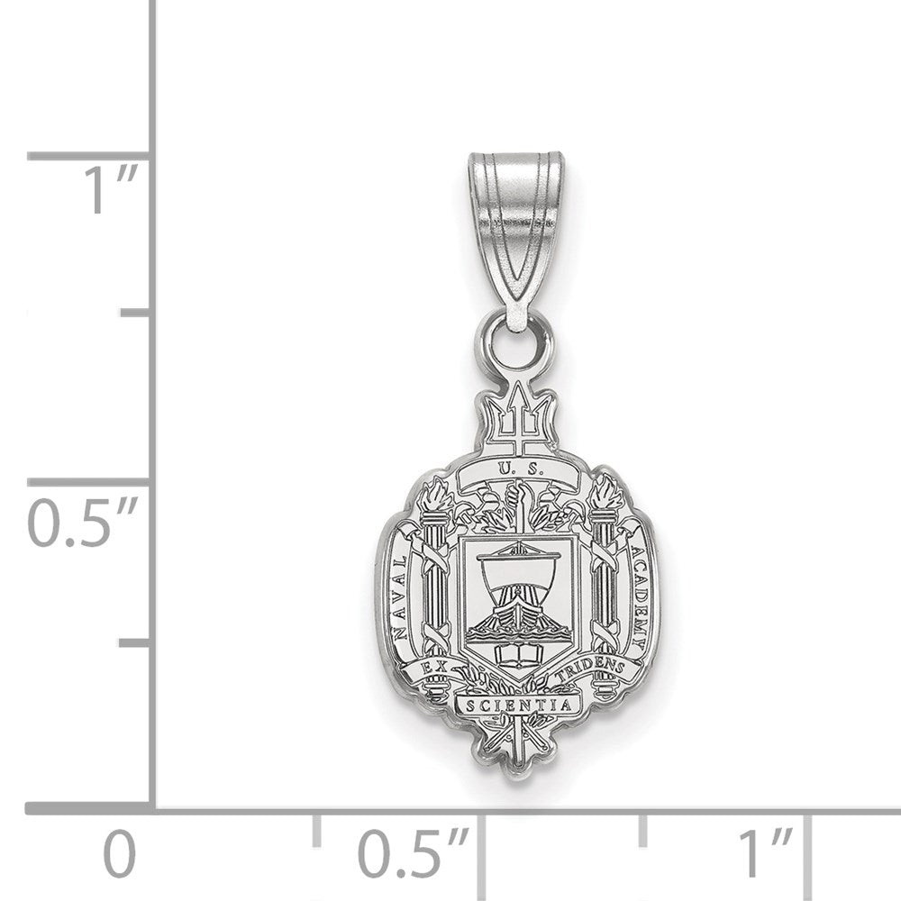 Sterling Silver Rhodium-plated LogoArt US Naval Academy Medium Crest Pendant