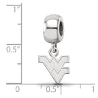Sterling Silver Rhodium-plated LogoArt West Virginia University W-V Extra Small Dangle Bead Charm