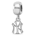 Sterling Silver Rhodium Plated Major League Baseball LogoArt New York Yankees N-Y Dangle Bead