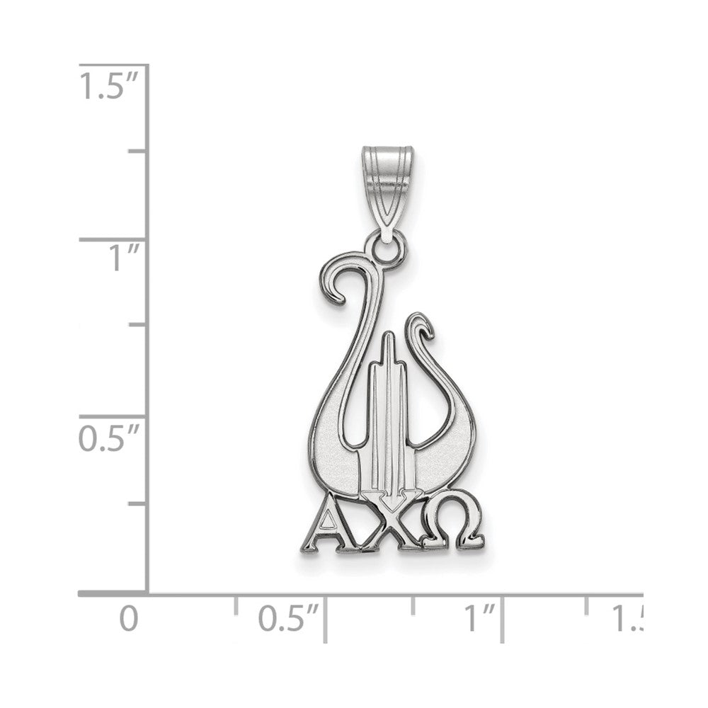 Sterling Silver Rhodium-plated LogoArt Alpha Chi Omega Sorority Symbol Large Pendant