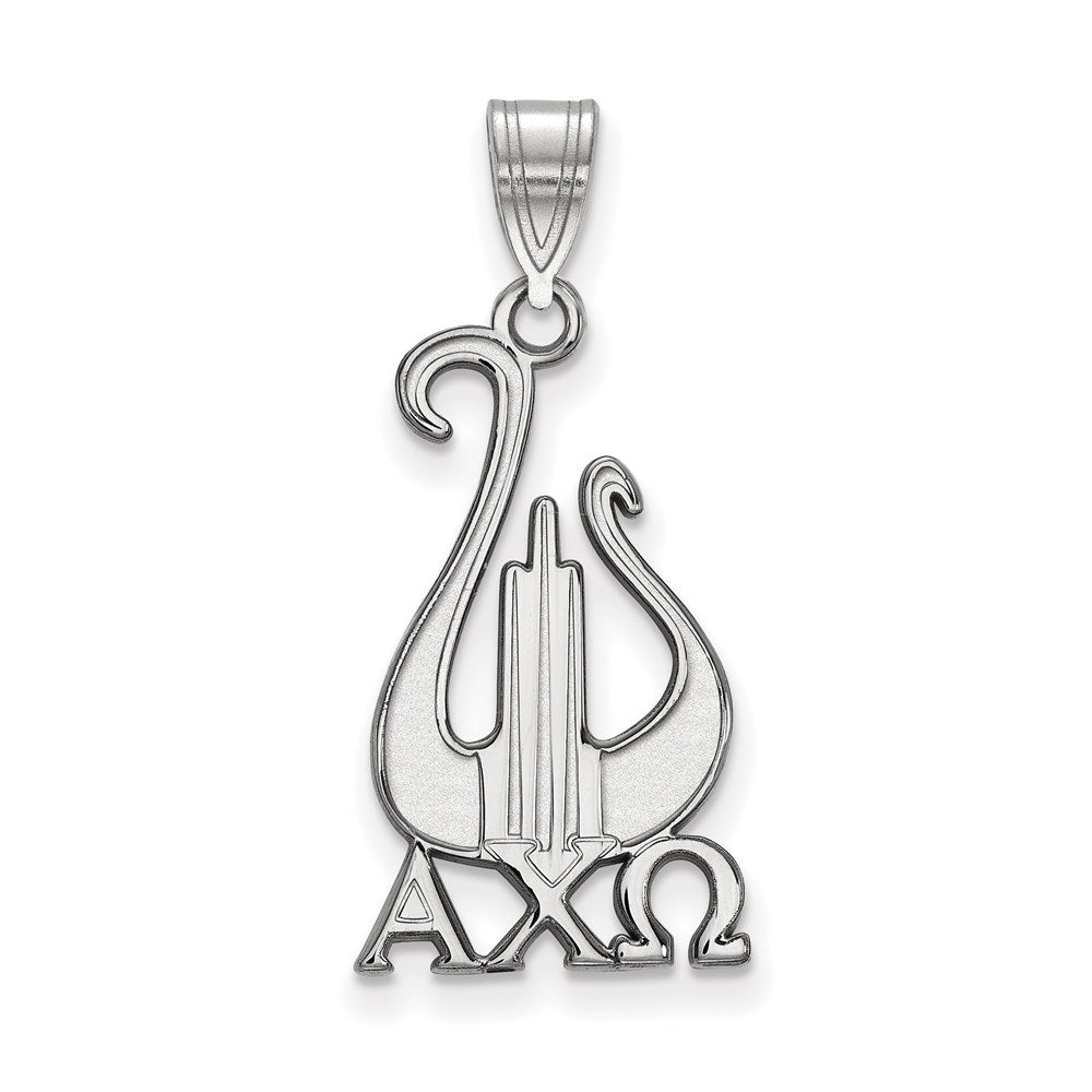 Sterling Silver Rhodium-plated LogoArt Alpha Chi Omega Sorority Symbol Large Pendant