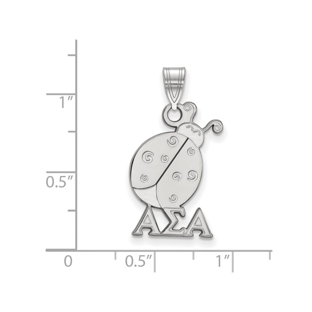 Sterling Silver Rhodium-plated LogoArt Alpha Sigma Alpha Sorority Symbol Medium Pendant