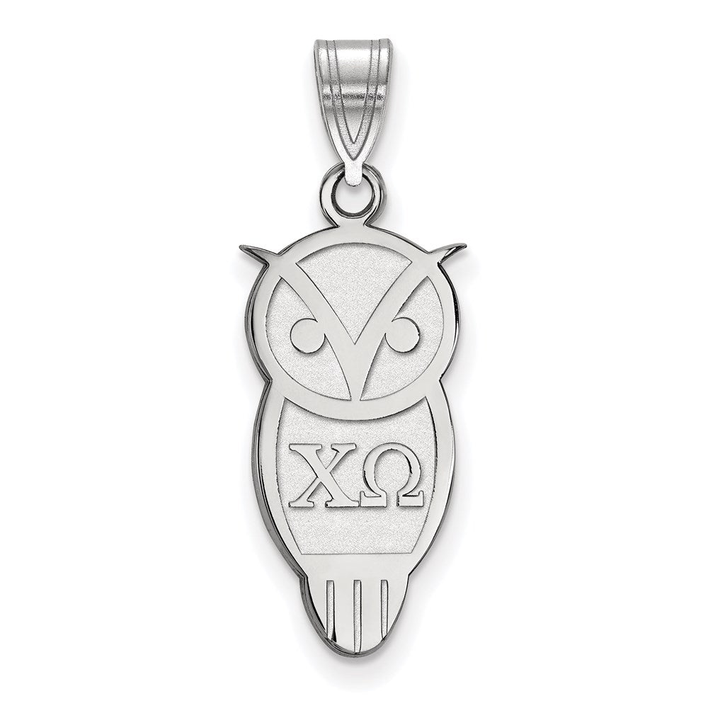 Sterling Silver Rhodium-plated LogoArt Chi Omega Sorority Symbol Medium Pendant
