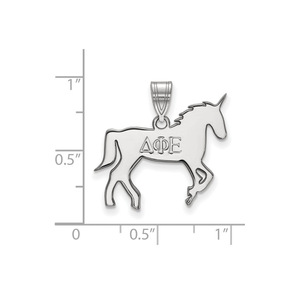 Sterling Silver Rhodium-plated LogoArt Delta Phi Epsilon Sorority Symbol Medium Pendant