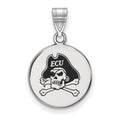 Sterling Silver Rhodium-plated LogoArt East Carolina University Pirate Medium Enameled Disc Pendant