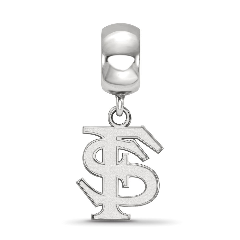 Sterling Silver Rhodium-plated LogoArt Florida State University F-S Small Dangle Bead Charm