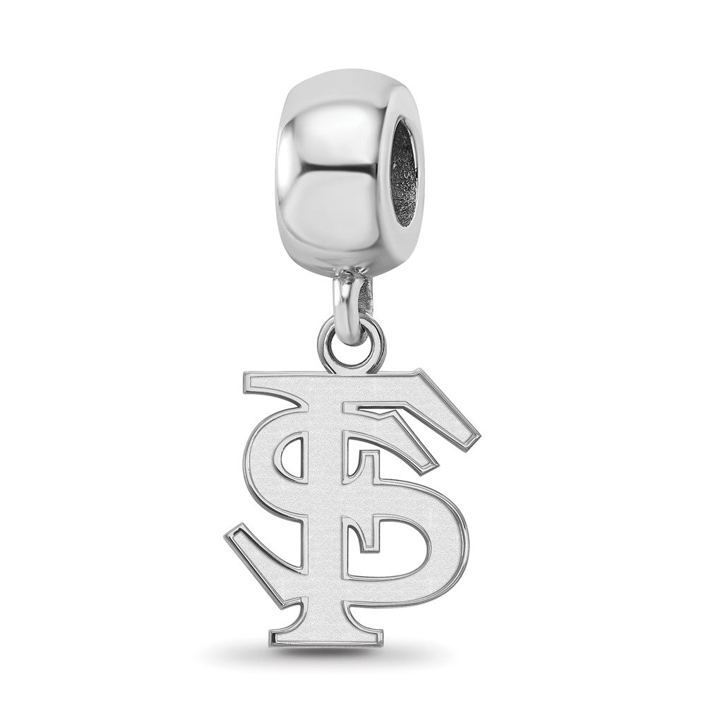Sterling Silver Rhodium-plated LogoArt Florida State University F-S Small Dangle Bead Charm