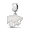 Sterling Silver Rhodium-plated LogoArt Kansas State University Wildcat Small Dangle Bead Charm