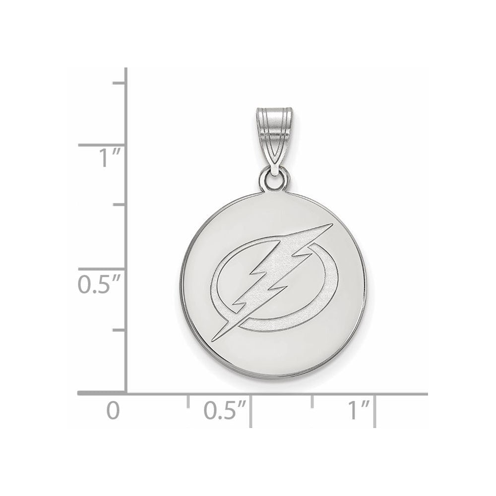 Sterling Silver Rhodium-plated NHL LogoArt Tampa Bay Lightning Large Disc Pendant