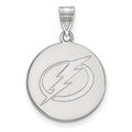 Sterling Silver Rhodium-plated NHL LogoArt Tampa Bay Lightning Large Disc Pendant