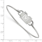 Sterling Silver Rhodium-plated LogoArt Miami University Ohio Letter M Small Center 7 inch Wire Bangle