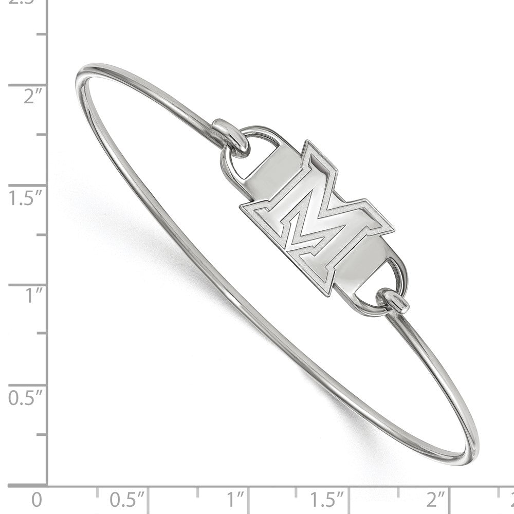 Sterling Silver Rhodium-plated LogoArt Miami University Ohio Letter M Small Center 7 inch Wire Bangle