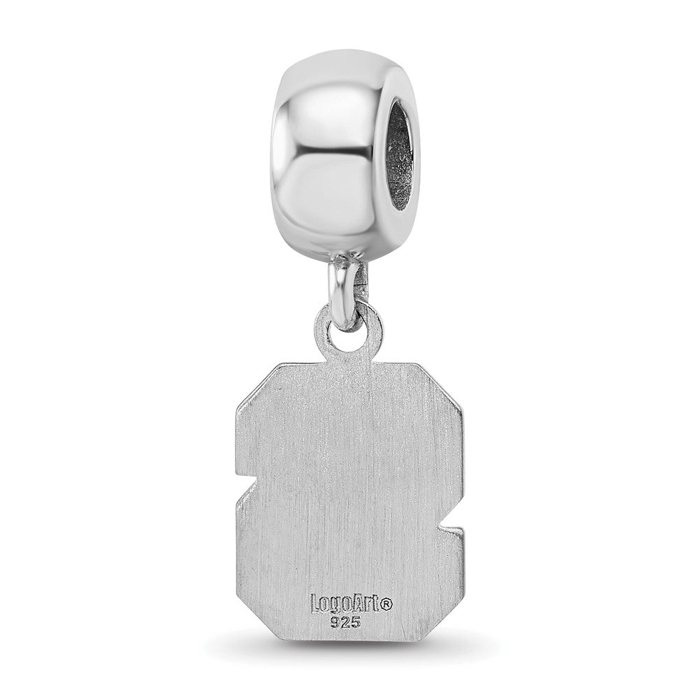 Sterling Silver Rhodium-plated LogoArt North Carolina State University N-C-S Small Dangle Bead Charm