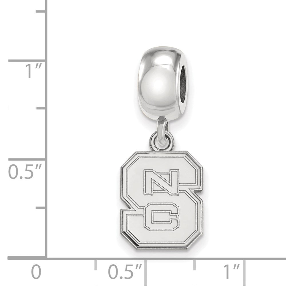 Sterling Silver Rhodium-plated LogoArt North Carolina State University N-C-S Small Dangle Bead Charm