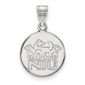 14k White Gold LogoArt Northern Illinois University N-I-U with Huskies Medium Disc Pendant