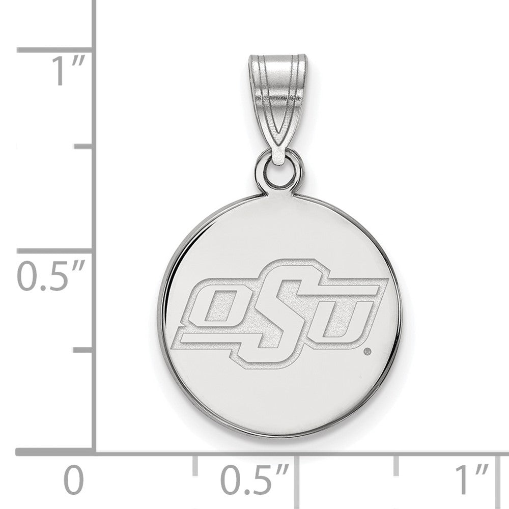 14k White Gold LogoArt Oklahoma State University O-S-U Small Disc Pendant