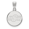 14k White Gold LogoArt Oklahoma State University O-S-U Small Disc Pendant
