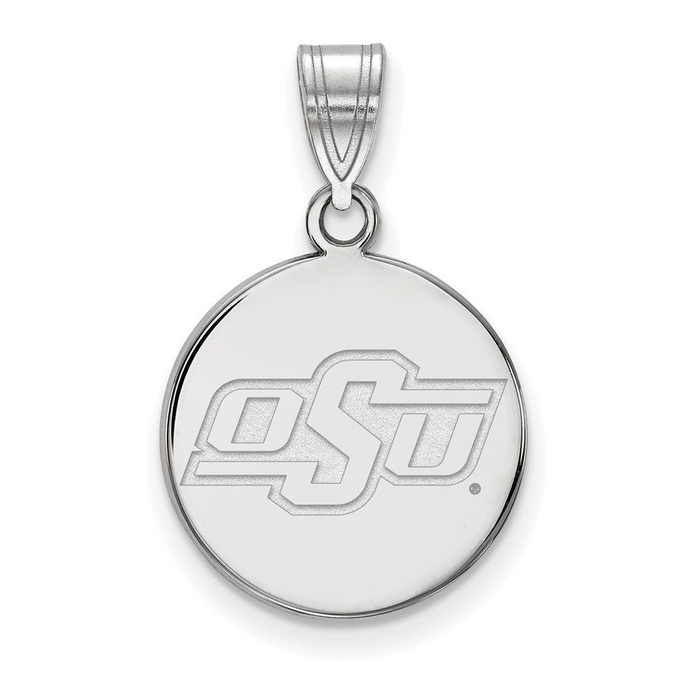 14k White Gold LogoArt Oklahoma State University O-S-U Small Disc Pendant