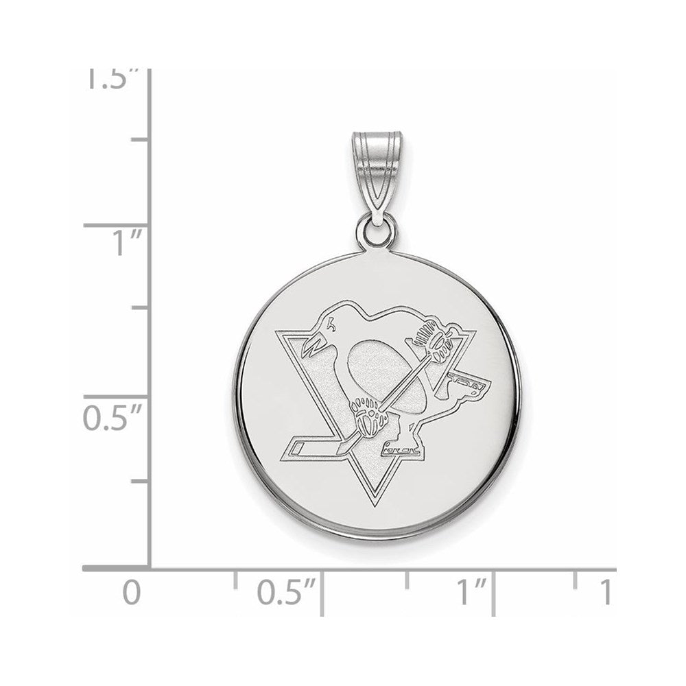 14k White Gold NHL LogoArt Pittsburgh Penguins Large Disc Pendant