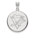 14k White Gold NHL LogoArt Pittsburgh Penguins Large Disc Pendant