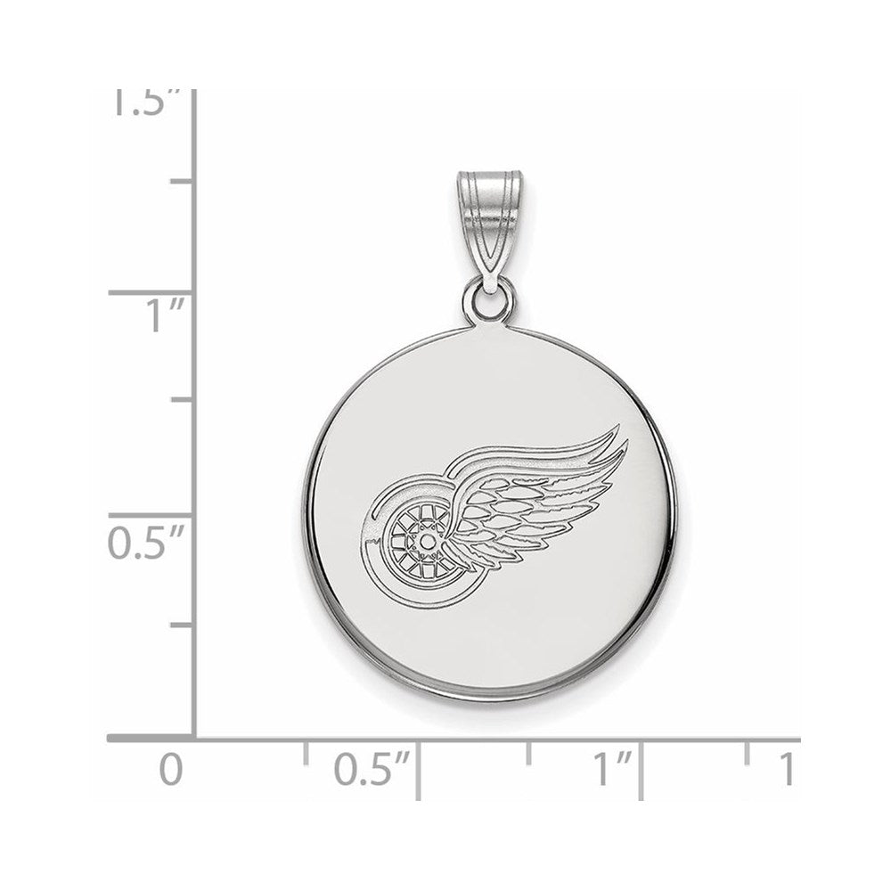 14k White Gold NHL LogoArt Detroit Red Wings Large Disc Pendant