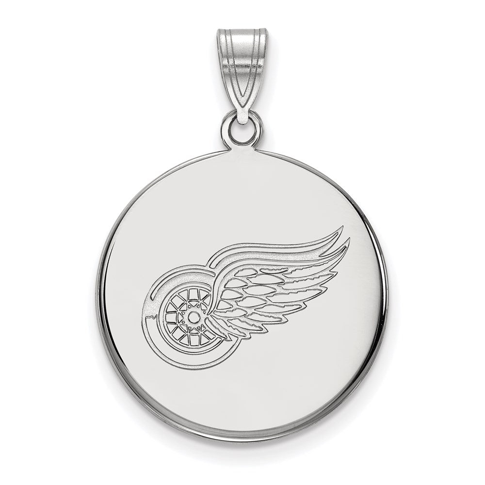 10k White Gold NHL LogoArt Detroit Red Wings Large Disc Pendant