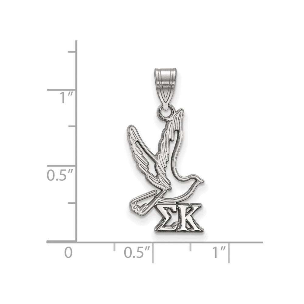 Sterling Silver Rhodium-plated LogoArt Sigma Kappa Sorority Symbol Medium Pendant
