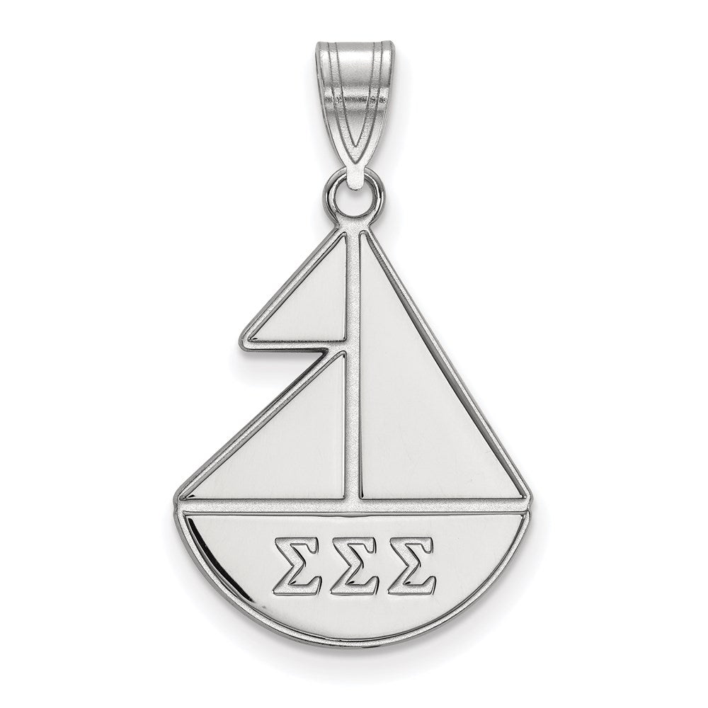 Sterling Silver Rhodium-plated LogoArt Sigma Sigma Sigma Sorority Symbol Medium Pendant