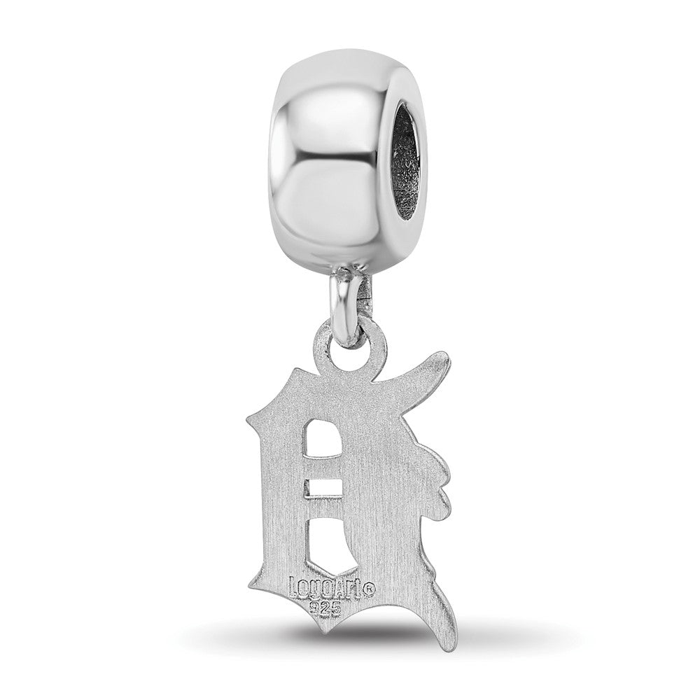 Sterling Silver Rhodium Plated Major League Baseball LogoArt Detroit Tigers Small Dangle Bead